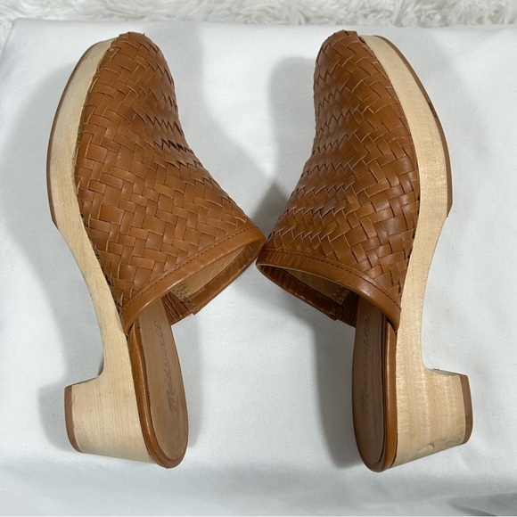Madewell Womens Sz 6,5 Rustic Twig The Jordyn Clog in Woven Leather Block Heel - Picture 2 of 12